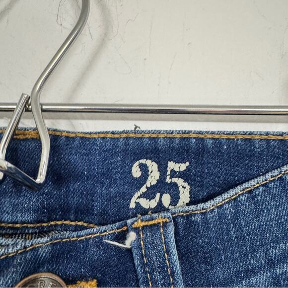 J Crew Blue Mid Rise Toothpick Jeans Womens 25 Skinny Denim Classic Casual - Picture 5 of 7